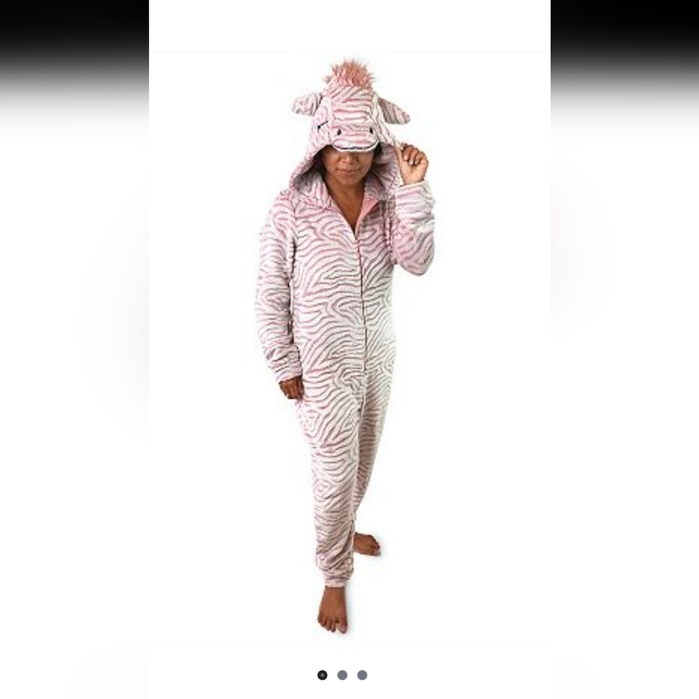Peace Love & Dreams Women's Zebra Print Pajama One-Piece Sz M
